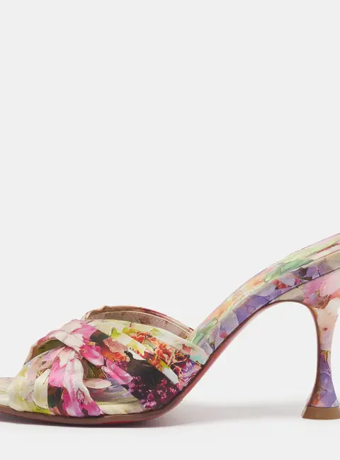 Christian Louboutin Nicol Is Back Size 36 Multicolor Satin Criss Cross Slide Sandals