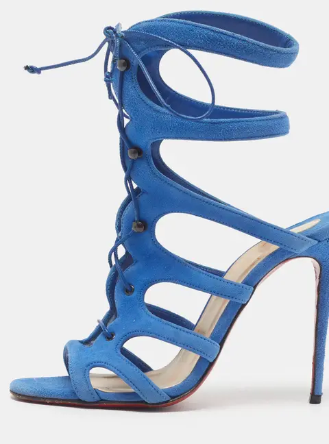 Christian Louboutin Amazoula Size 36 Blue Suede Gladiator Sandals