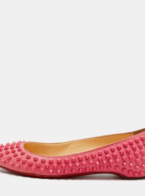 Christian Louboutin Pigalle Spikes Size 36 Pink Leather Ballet Flats