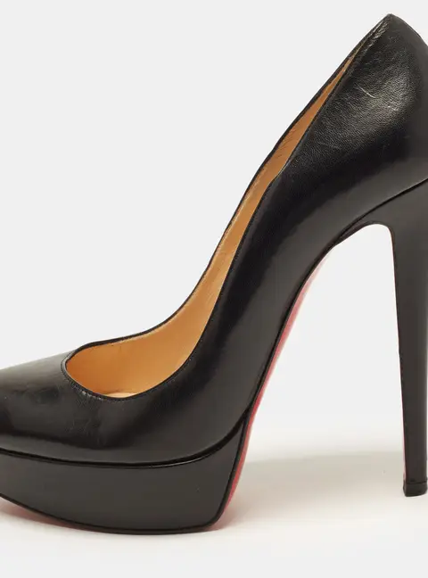 Christian Louboutin New Simple Size 38.5 Black Leather Platform Pumps