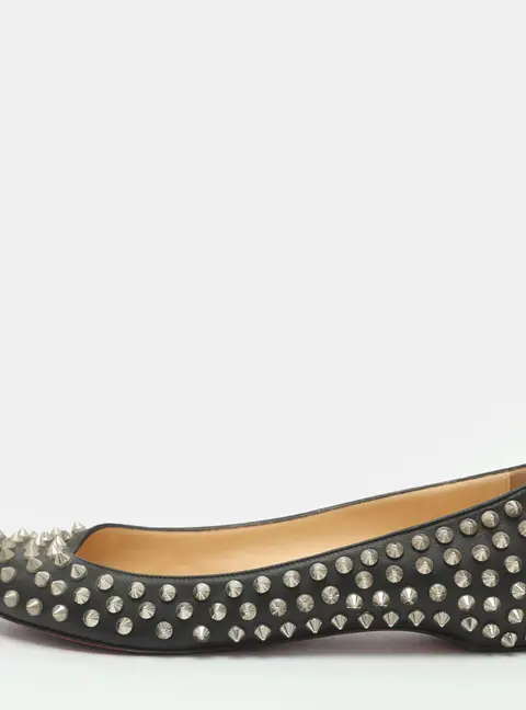 Christian Louboutin Pigalle Spike Size 37.5 Black Leather Ballet Flats