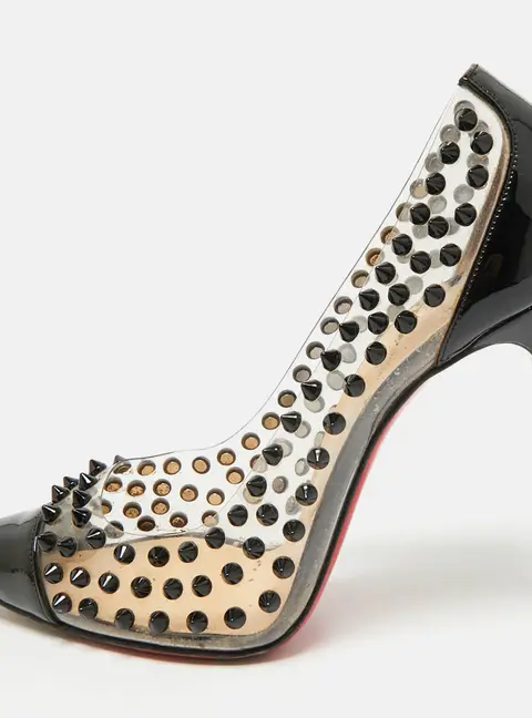 Christian Louboutin Collaclou Spiked Size 39 Black/Transparent Patent Leather and PVC Pumps
