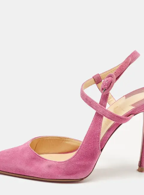 Christian Louboutin  Jenlove Size 37 Pink Suede Ankle Strap Pumps