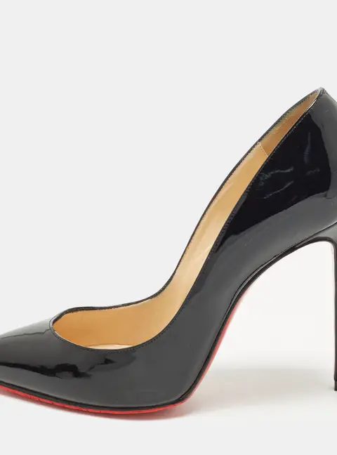 Christian Louboutin Pigalle Follies Size 37.5 Black Patent Leather Pumps