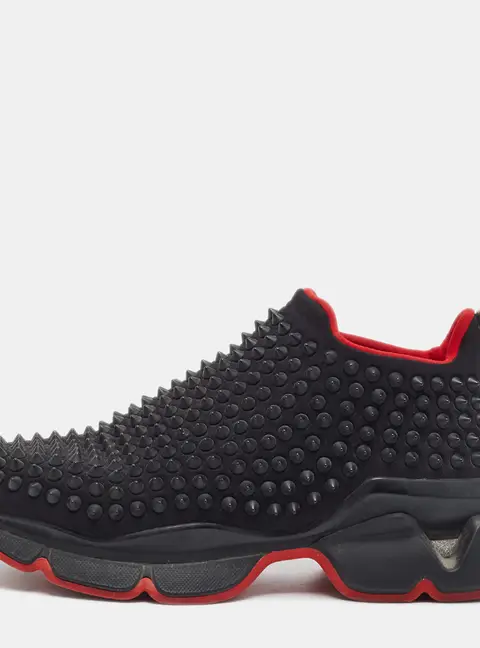 Christian Louboutin Spike Size 36.5 Black Neoprene Slip On Sneakers