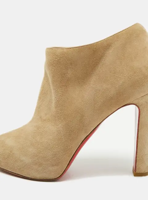 Christian Louboutin Bianca Size 36 Khaki Beige Suede Ankle Length Boots