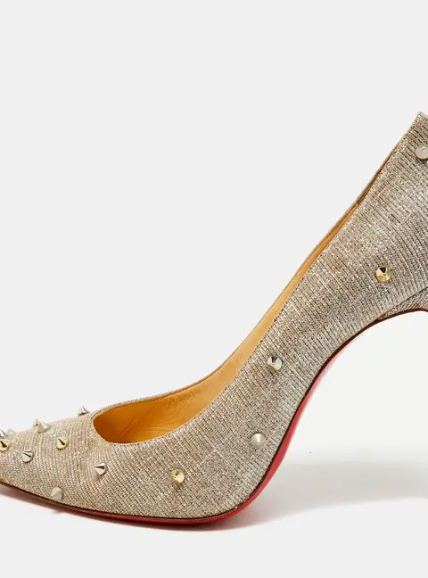 Christian Louboutin Degraspike Size 42 Gold Lurex Fabric Pumps