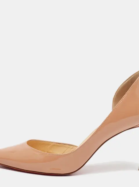 Christian Louboutin Iriza Size 36 Beige Patent Leather D'orsay Pumps