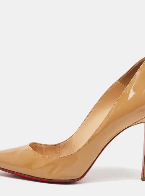 Christian Louboutin Pigalle Size 36.5 Beige Patent Leather Pumps
