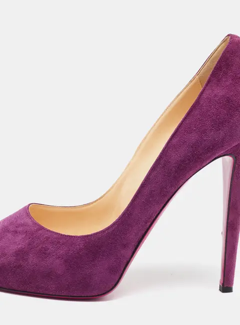 Christian Louboutin Very Prive Size 41 Purple Suede Peep Toe Pumps
