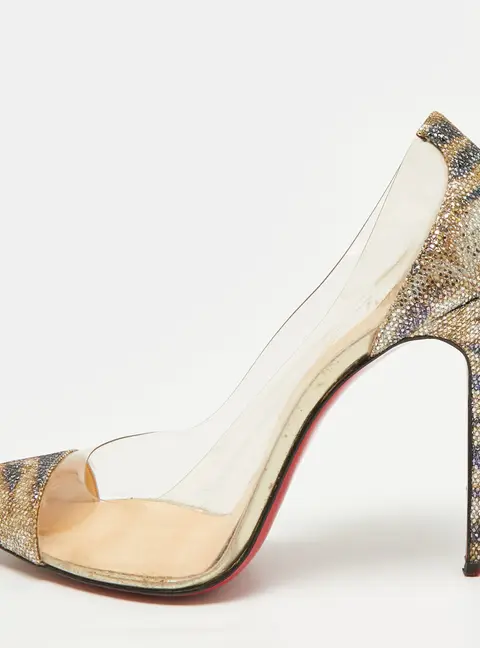 Christian Louboutin Debout Size 40 Metallic Glitter and PVC Pumps