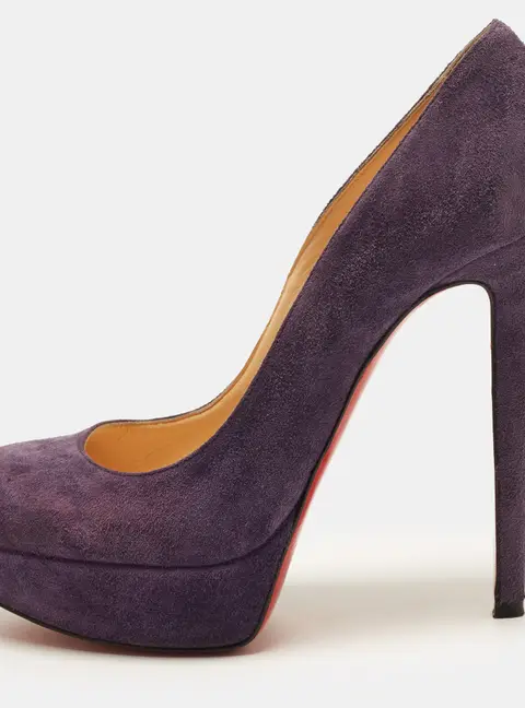 Christian Louboutin Bianca Size 38.5 Purple Suede Platform Pumps