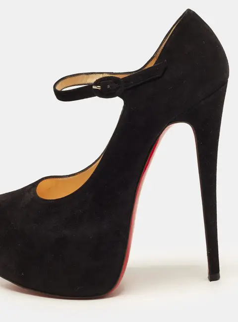 Christian Louboutin Lady Daf Size 38.5 Black Suede Pumps