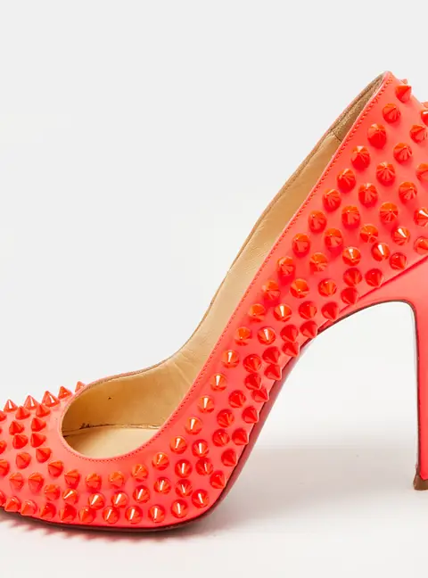 Christian Louboutin Pigalle Spikes Size 38.5 Pink Patent Leather Pumps
