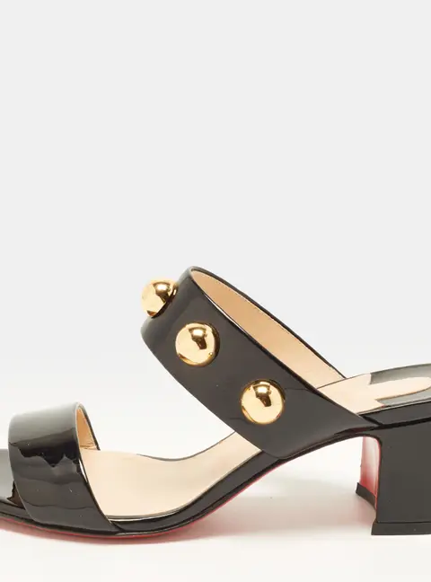 Christian Louboutin Simple Billi Size 36 Black Patent Leather Slide Sandals