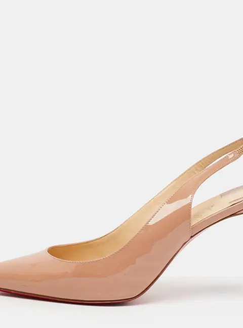 Christian Louboutin Clare Size 39 Beige Patent Leather Slingback Pumps