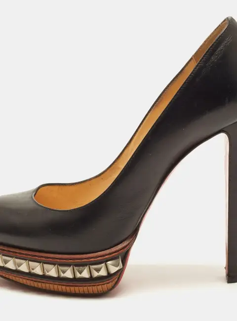 Christian Louboutin Faolo Alto Size 39 Black Leather D'orsay Pumps