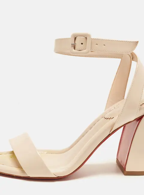 Christian Louboutin Miss Sabina Size 36.5 Light Pink Patent Leather Ankle Strap Sandals