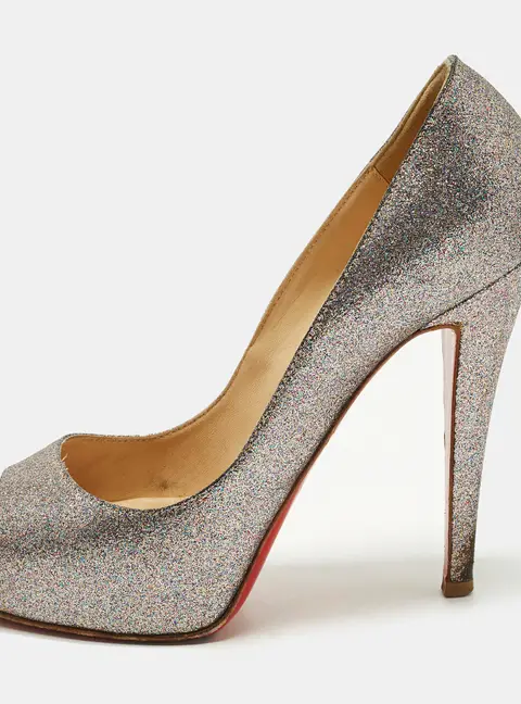Christian Louboutin Very Prive Size 36.5 Multicolor Glitter Peep Toe Pumps