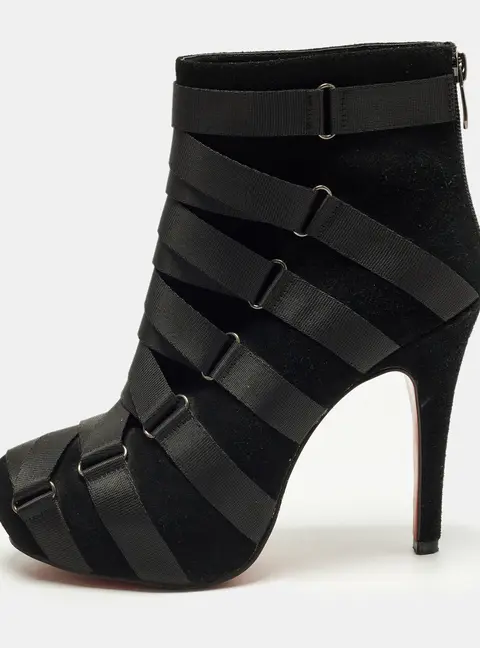 Christian Louboutin Nitonimoi Size 40 Black Suede Ankle Length Boots