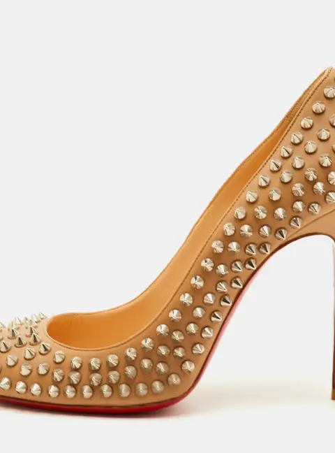 Christian Louboutin Fifi Spikes Size 36 Beige Leather Pumps