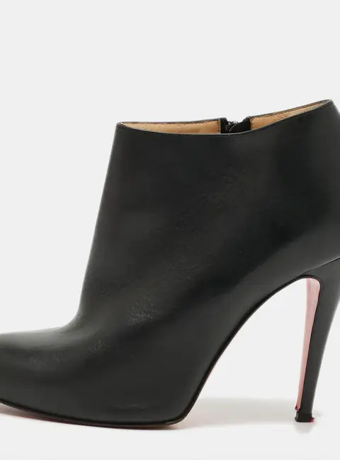 Christian Louboutin Belle Size 39.5 Black Leather Ankle Length Boots