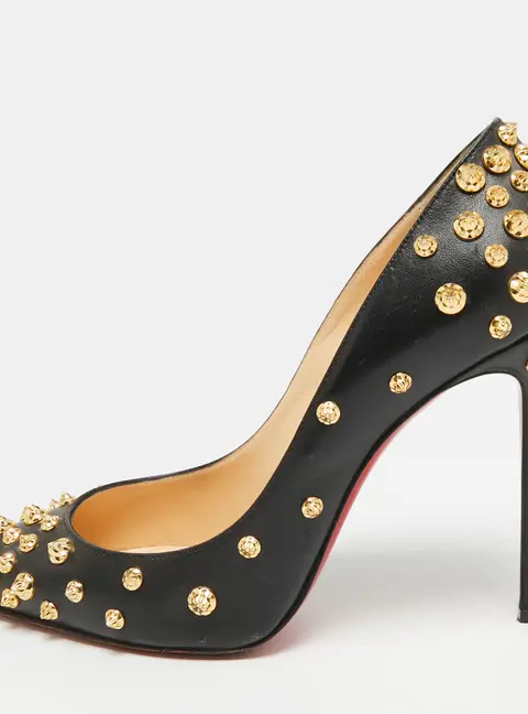 Christian Louboutin Aimantaclou Size 38.5 Black Leather Pumps