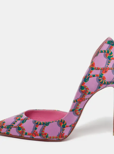 Christian Louboutin Size 40 Purple Snake Print Satin Iriza Pumps