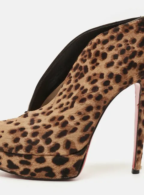 Christian Louboutin Christ Size 39 Brown Leopard Print Calf Hair Booties
