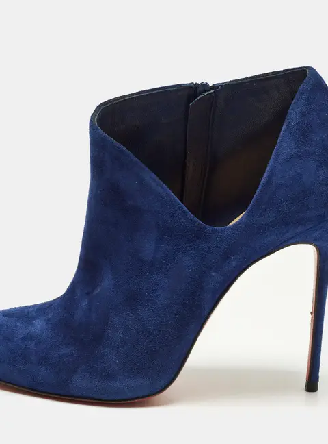 Christian Louboutin Lisse Size 40 Blue Suede Ankle Length Boots