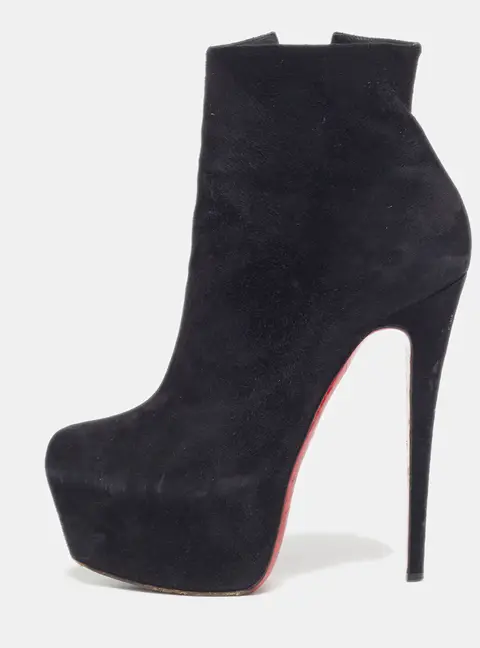 Christian Louboutin Lady Daf Booty Size 39.5 Louboutin Black Suede Platform Ankle Boots