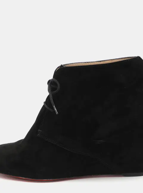 Christian Louboutin Size 41 Black Suede Lace Up Booties