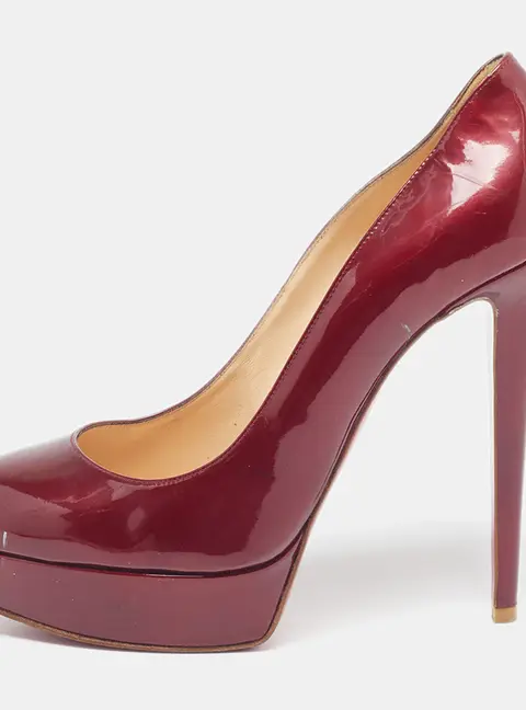 Christian Louboutin Bianca Size 39.5 Burgundy Patent Leather Pumps