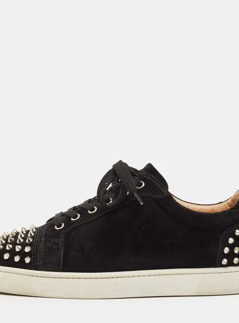 Christian Louboutin Orlato Size 44 Black Suede Lace Up Sneakers