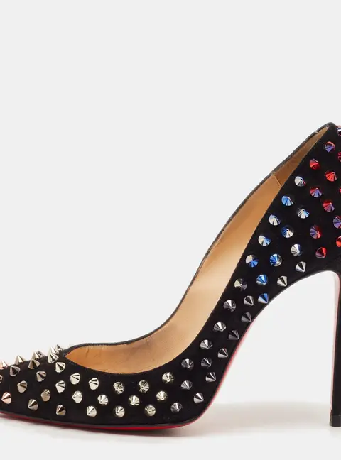 Christian Louboutin Pigalle Spikes Size 39 Black Suede Pumps