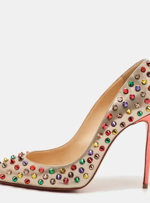 Christian Louboutin Pigalle Follies Spikes Size 37 Multicolor Leather Pumps