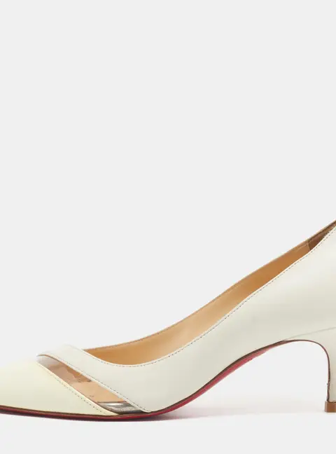 Christian Louboutin 17th floor Size 37 White Leather and Patent Leather Pumps