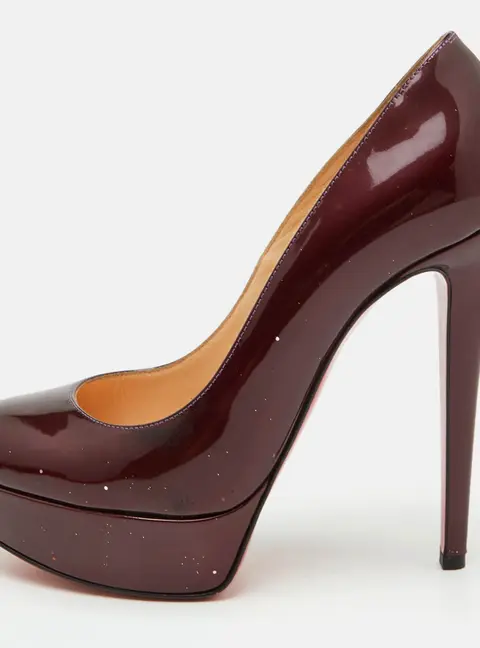 Christian Louboutin Bianca Size 35.5 Burgundy Patent Leather Platform Pumps