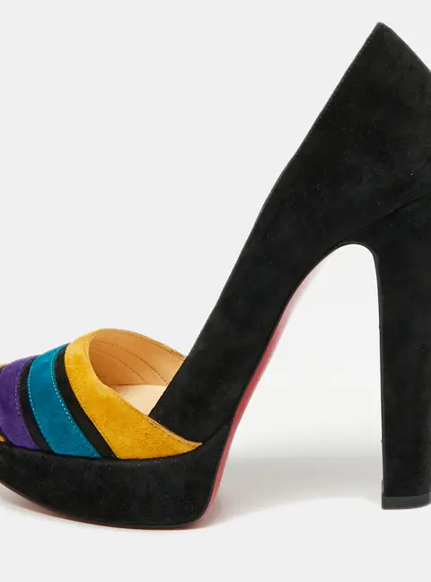 Christian Louboutin Viva Bella Size 37 Multicolor Suede Platform Pumps