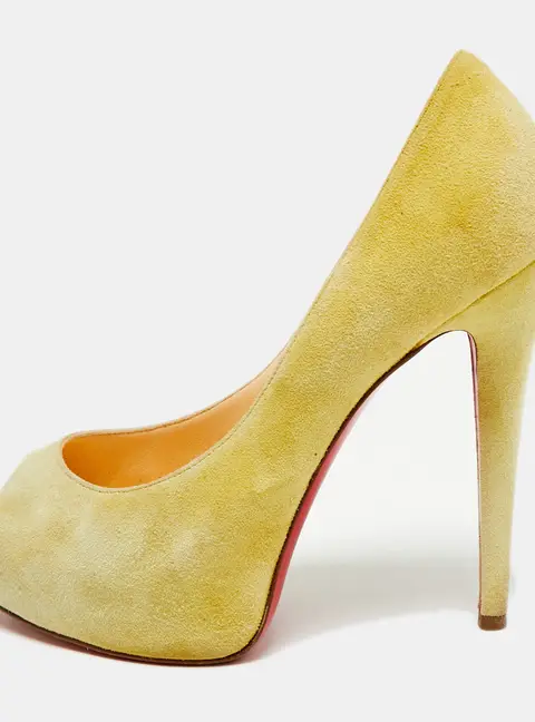 Christian Louboutin Lady Peep Size 36 Yellow Suede Platform Pumps