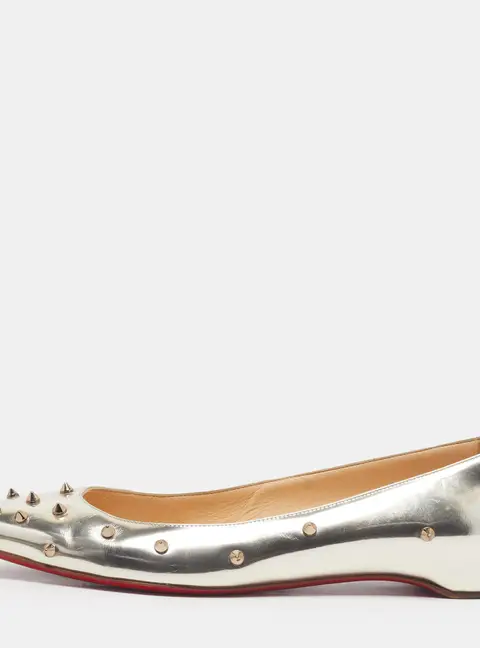 Christian Louboutin Malabar Hill Size 39 Gold Leather Ballet Flats