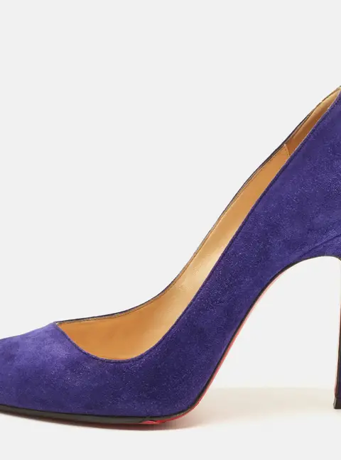 Christian Louboutin Pigalle Follies Size 38.5 Blue Suede Pumps