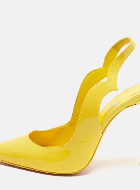 Christian Louboutin Hot Chick Size 39.5 Yellow Patent Leather Pumps
