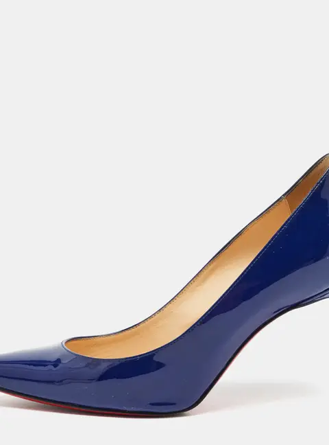 Christian Louboutin Pigalle Size 35.5 Blue Patent Leather Pumps