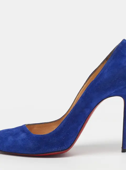 Christian Louboutin  Simple Corneille Follies Size 39.5 Blue Suede Pumps