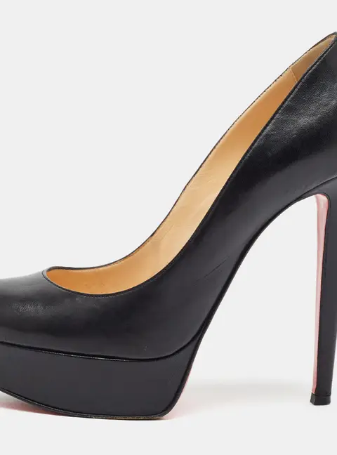 Christian Louboutin Bianca Size 37 Black Leather Platform Pumps