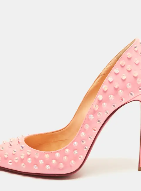 Christian Louboutin Pigalle Follies Spikes Size 40 Pink Patent Leather Pumps
