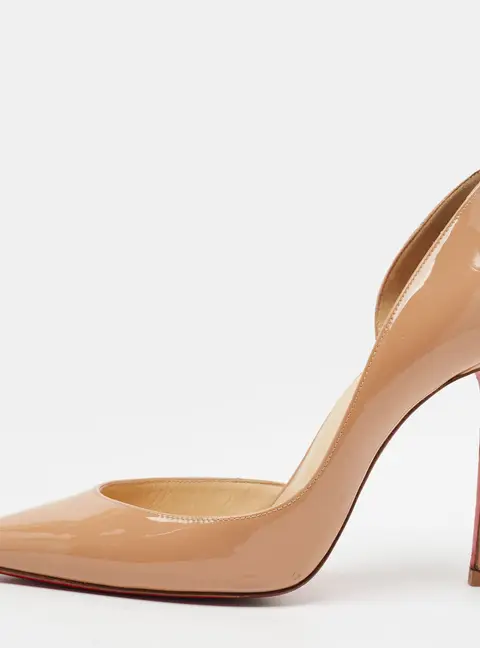 Christian Louboutin Iriza Size 39 Beige Patent Leather D'orsay Pumps