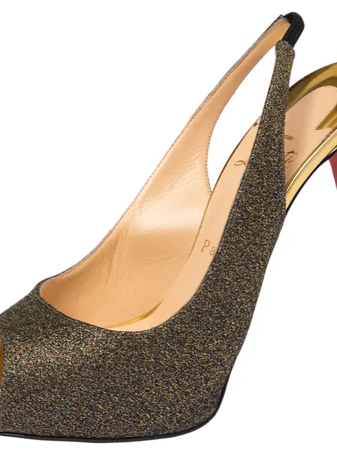 Christian Louboutin Multicolor Fabric No Prive Slingback Pumps Size 37.5