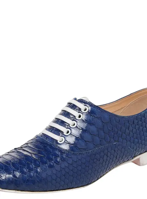 Christian Louboutin Blue Python Leather Alfred Oxfords Size 35.5